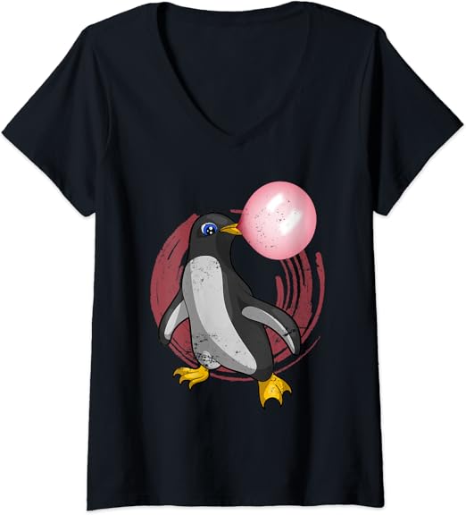 Comment Enlever Chewing Gum Sur Tee Shirt Femme Antarctique Chewing-gum Rose Drôle Animal Mignon Pingouin T-Shirt